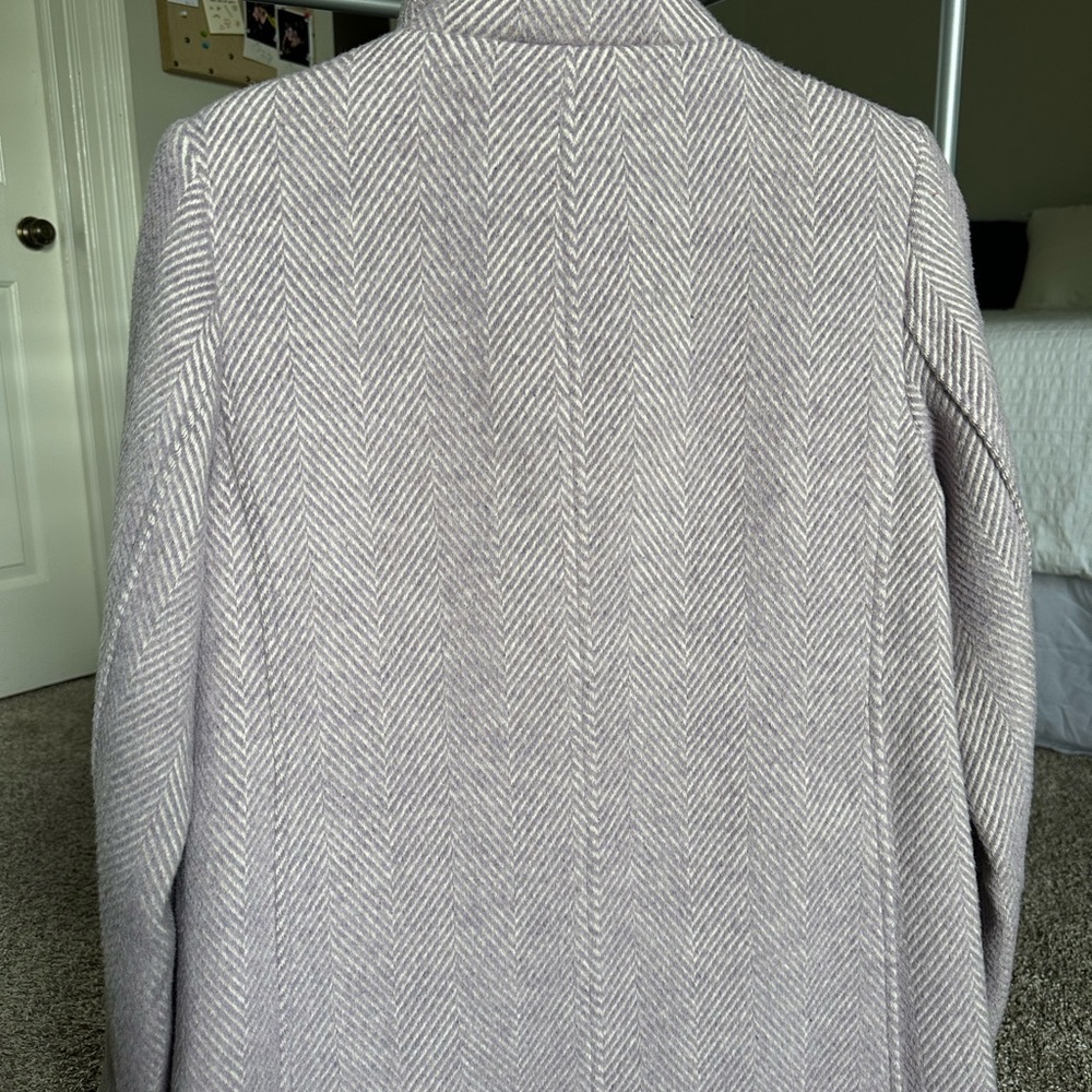 LOFT Women's Lilac and White Herringbone Trench Coat - Picture 3 of 4